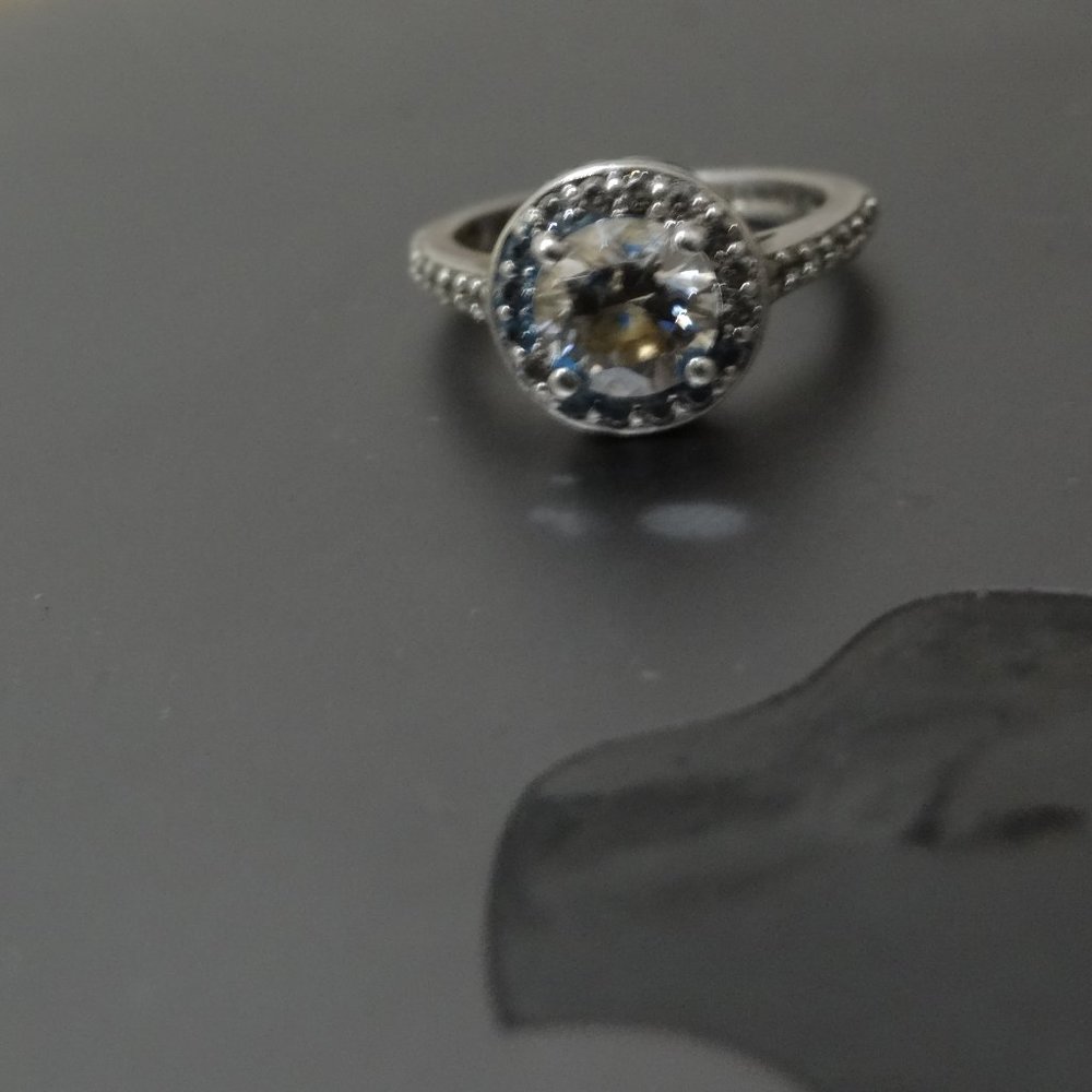 1.5ct Platinum Silver Round Halo CZ Ring Size 5